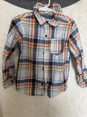 Crazy 8 Plaid Button-Down Shirt in Blue, Orange & White